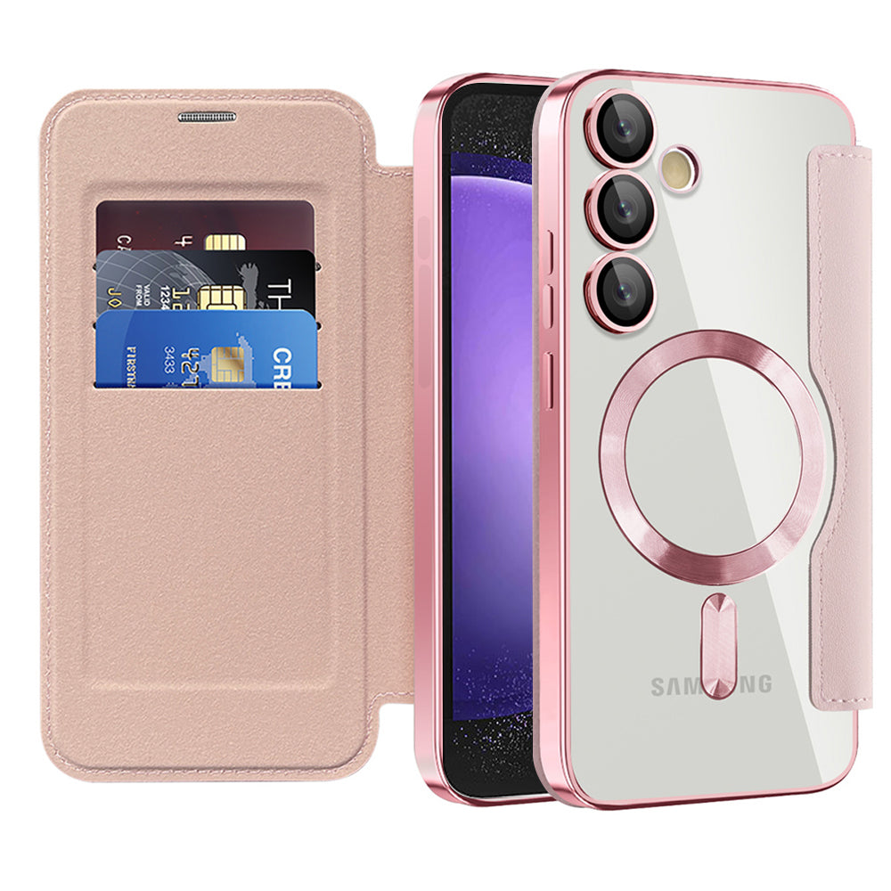 MagSafe-deksel for Samsung Galaxy S23 FE S711, Techsuit, SmartMag Book, Rosa