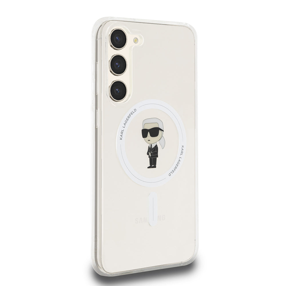 MagSafe-deksel for Samsung Galaxy S23+ S916, Karl Lagerfeld, IML Ikonik Karl, Gjennomsiktig