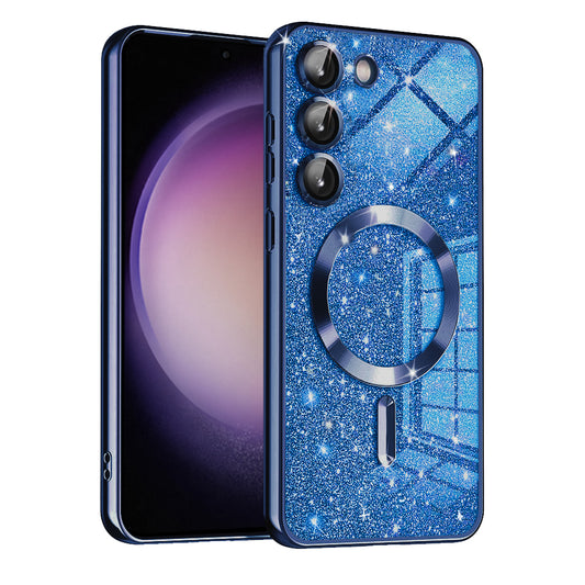 MagSafe-deksel for Samsung Galaxy S23+ S916, Techsuit, Luxury Glitter, Mørk blå