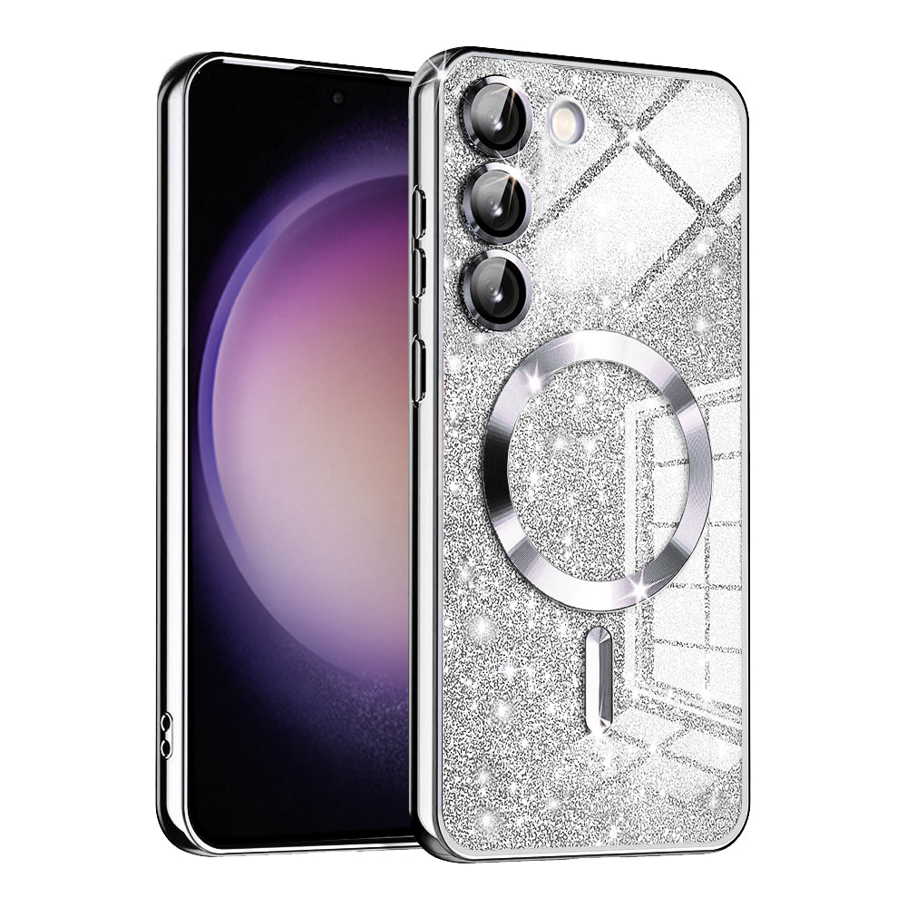 MagSafe-deksel for Samsung Galaxy S23+ S916, Techsuit, Luxury Glitter, Sølv