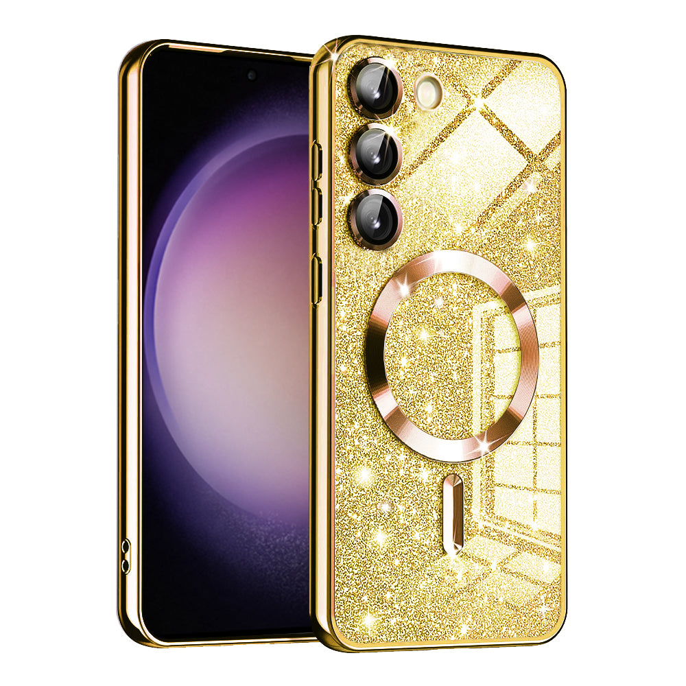 MagSafe-deksel for Samsung Galaxy S23+ S916, Techsuit, Luxury Glitter, Gullfarget