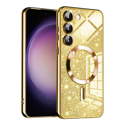 MagSafe-deksel for Samsung Galaxy S23+ S916, Techsuit, Luxury Glitter, Gullfarget
