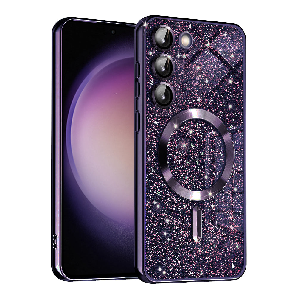 MagSafe-deksel for Samsung Galaxy S23+ S916, Techsuit, Luxury Glitter, Mørk lilla