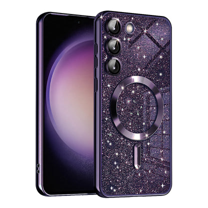 MagSafe-deksel for Samsung Galaxy S23+ S916, Techsuit, Luxury Glitter, Mørk lilla