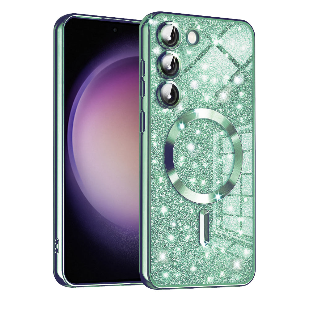 MagSafe-deksel for Samsung Galaxy S23+ S916, Techsuit, Luxury Glitter, Lys grønn
