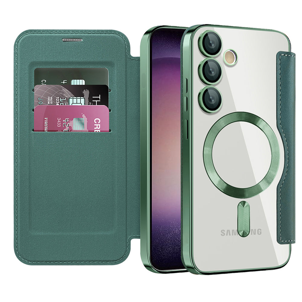 MagSafe-deksel for Samsung Galaxy S23+ S916, Techsuit, SmartMag Book, Grønn