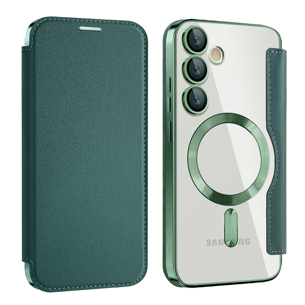 MagSafe-deksel for Samsung Galaxy S23+ S916, Techsuit, SmartMag Book, Grønn