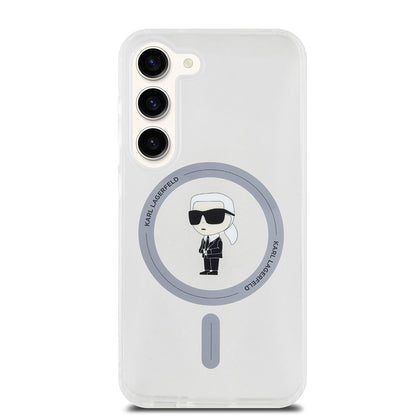 MagSafe-deksel for Samsung Galaxy S23 S911, Karl Lagerfeld, IML Ikonik Karl, Gjennomsiktig