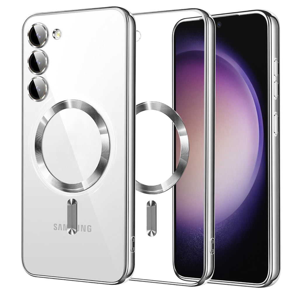 MagSafe-deksel for Samsung Galaxy S23 S911, Techsuit, Luxury Crystal, Sølv
