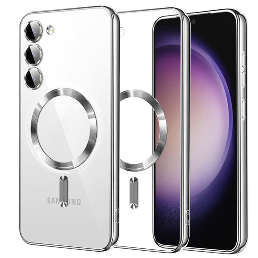 MagSafe-deksel for Samsung Galaxy S23 S911, Techsuit, Luxury Crystal, Sølv