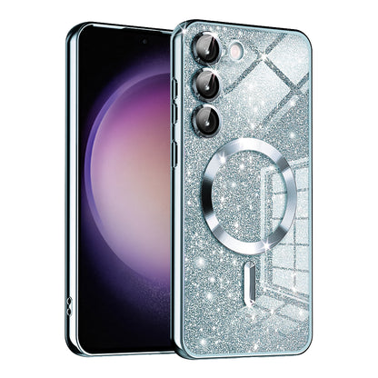 MagSafe-deksel for Samsung Galaxy S23 S911, Techsuit, Luxury Glitter, Blå