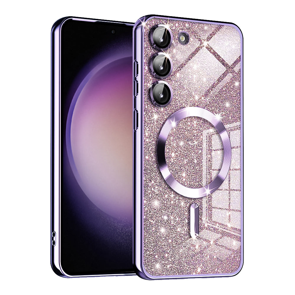 MagSafe-deksel for Samsung Galaxy S23 S911, Techsuit, Luxury Glitter, Lys lilla
