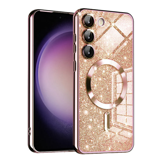 MagSafe-deksel for Samsung Galaxy S23 S911, Techsuit, Luxury Glitter, Rosa Gull