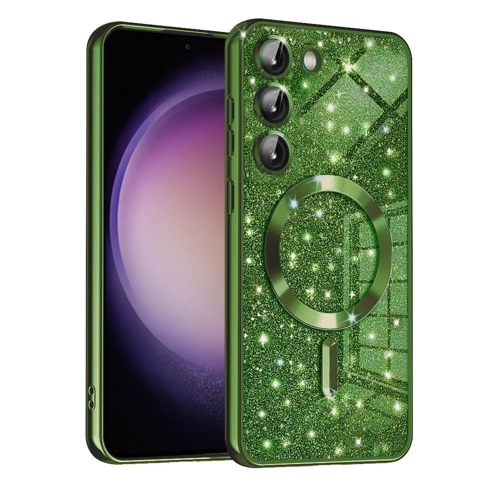 MagSafe-deksel for Samsung Galaxy S23 S911, Techsuit, Luxury Glitter, Mørkegrønn