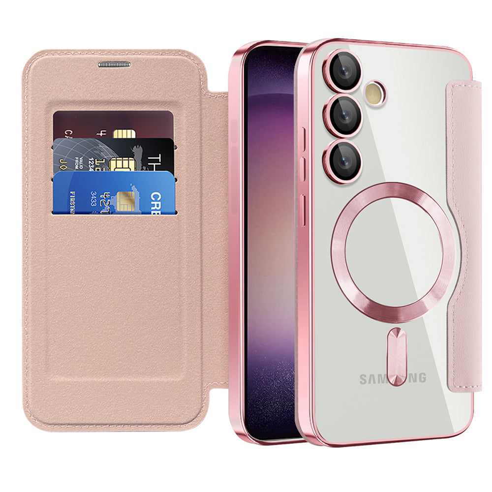 MagSafe-deksel for Samsung Galaxy S23 S911, Techsuit, SmartMag Book, Rosa