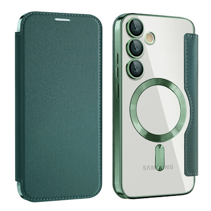 MagSafe-deksel for Samsung Galaxy S23 S911, Techsuit, SmartMag Book, Grønn