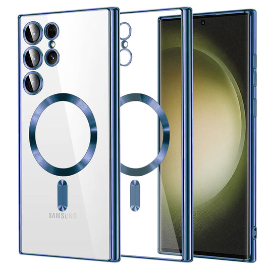 MagSafe-deksel for Samsung Galaxy S23 Ultra S918, Techsuit, Luxury Crystal, Mørk blå