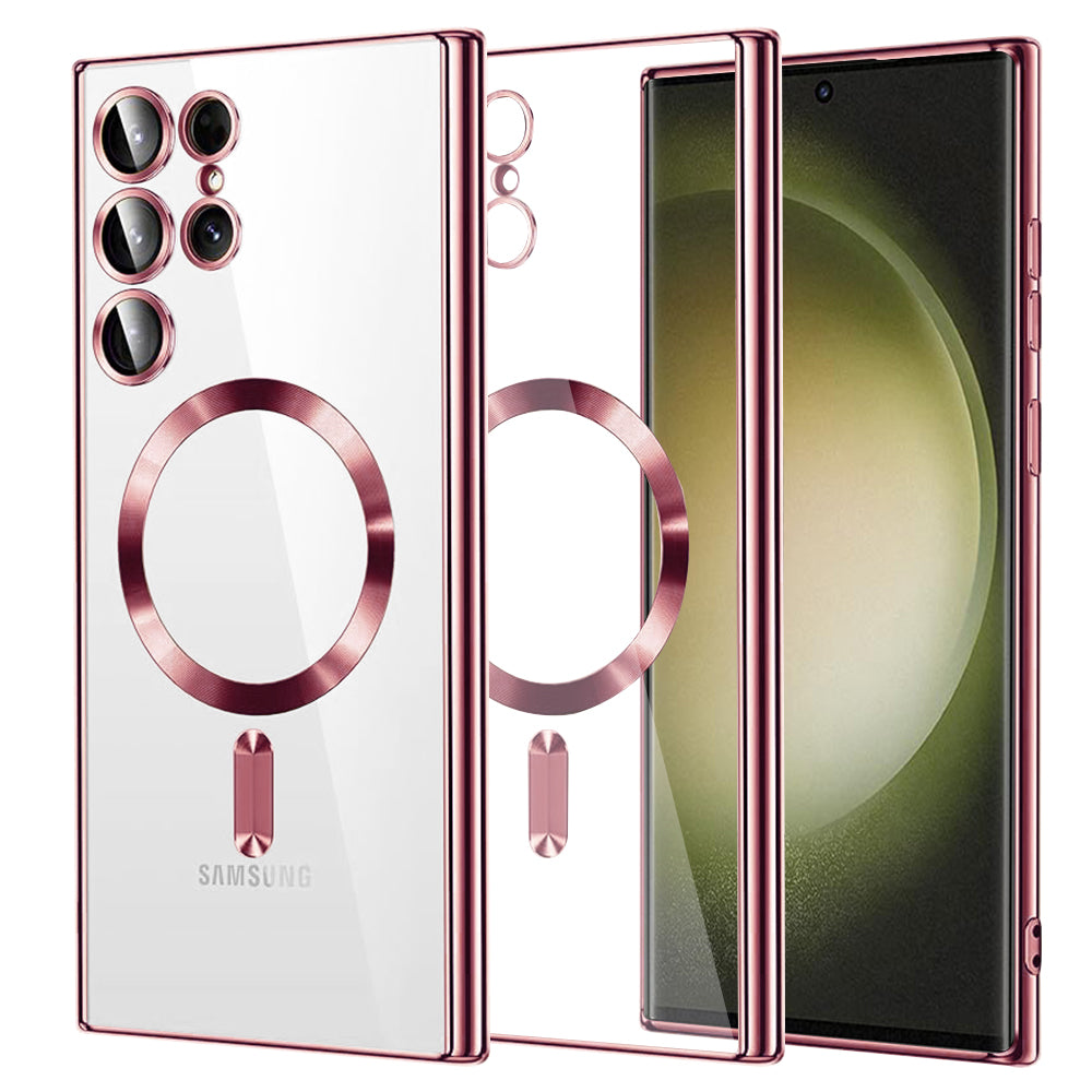 MagSafe-deksel for Samsung Galaxy S23 Ultra S918, Techsuit, Luxury Crystal, Rosa