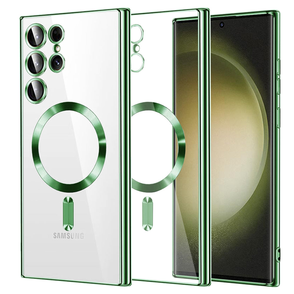 MagSafe-deksel for Samsung Galaxy S23 Ultra S918, Techsuit, Luxury Crystal, Lys grønn