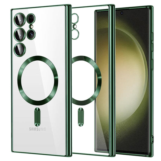 MagSafe-deksel for Samsung Galaxy S23 Ultra S918, Techsuit, Luxury Crystal, Mørkegrønn