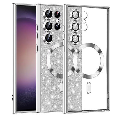 MagSafe-deksel for Samsung Galaxy S23 Ultra S918, Techsuit, Luxury Glitter, Sølv