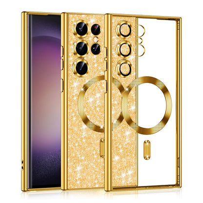 MagSafe-deksel for Samsung Galaxy S23 Ultra S918, Techsuit, Luxury Glitter, Gullfarget