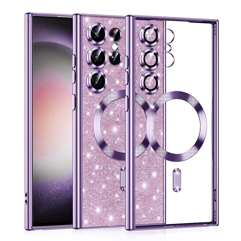 MagSafe-deksel for Samsung Galaxy S23 Ultra S918, Techsuit, Luxury Glitter, Lys lilla