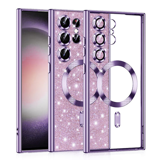 MagSafe-deksel for Samsung Galaxy S23 Ultra S918, Techsuit, Luxury Glitter, Lys lilla