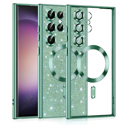MagSafe-deksel for Samsung Galaxy S23 Ultra S918, Techsuit, Luxury Glitter, Lys grønn