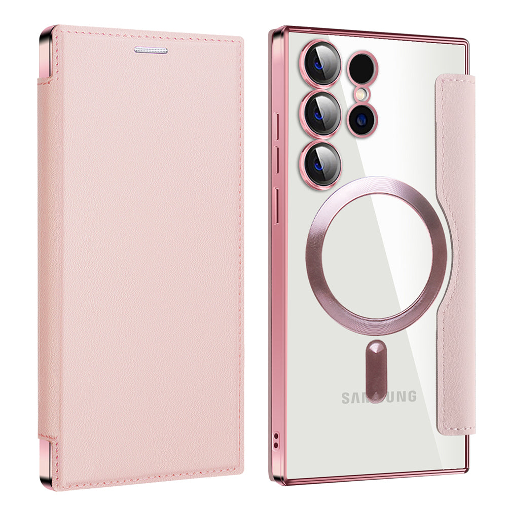 MagSafe-deksel for Samsung Galaxy S23 Ultra S918, Techsuit, SmartMag Book, Rosa