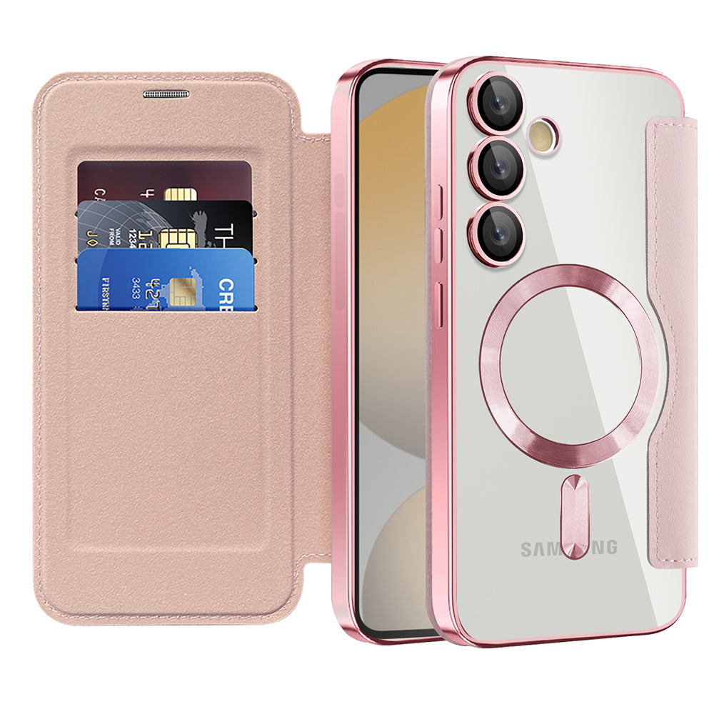 MagSafe-deksel for Samsung Galaxy S24 FE S721, Techsuit, SmartMag Book, Rosa