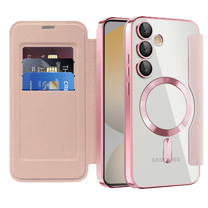 MagSafe-deksel for Samsung Galaxy S24 FE S721, Techsuit, SmartMag Book, Rosa