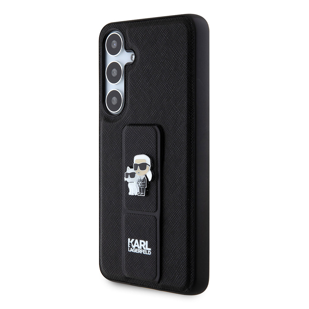 MagSafe-deksel for Samsung Galaxy S24+ S926, Karl Lagerfeld, Saffiano Gripstand Karl & Choupette, Svart