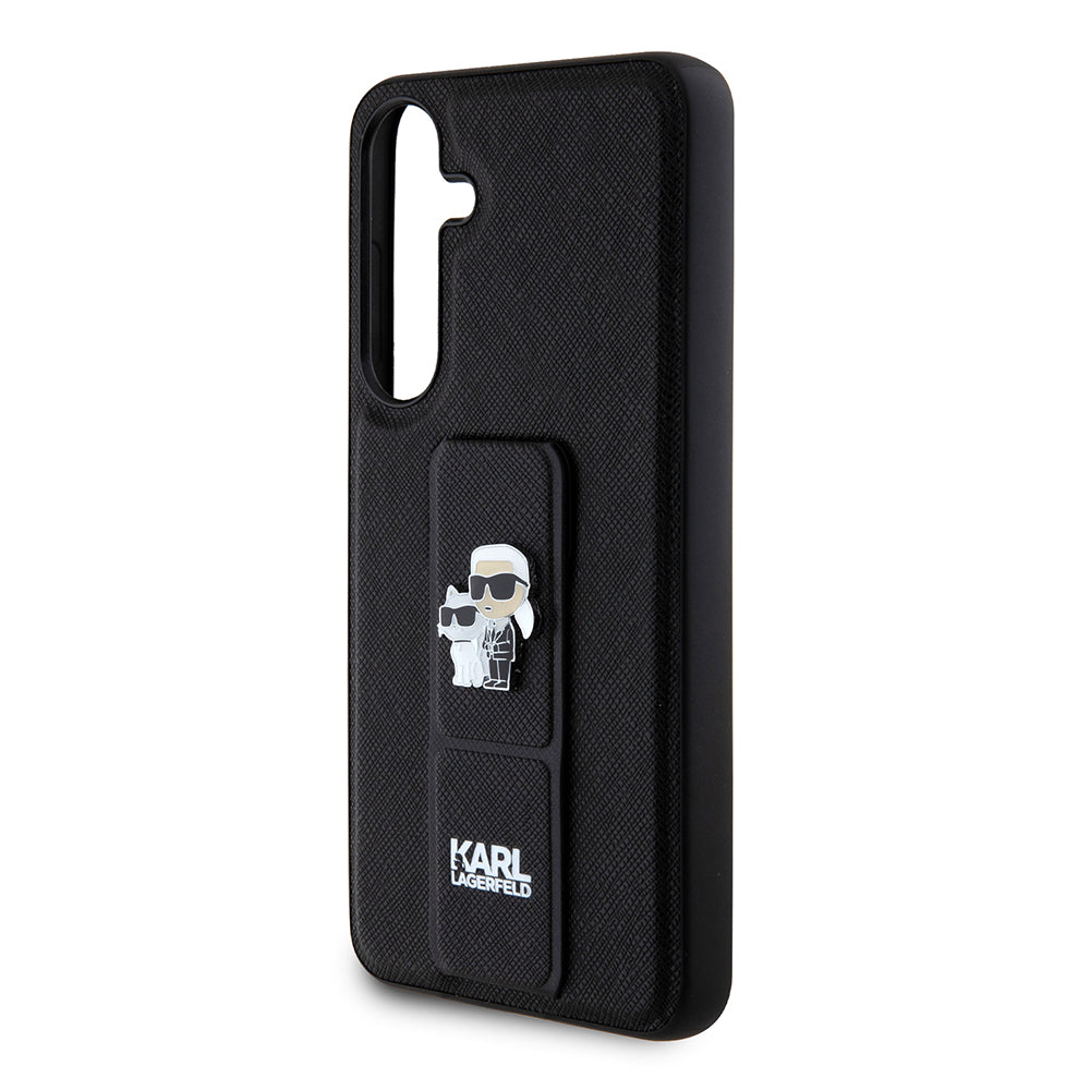 MagSafe-deksel for Samsung Galaxy S24+ S926, Karl Lagerfeld, Saffiano Gripstand Karl & Choupette, Svart
