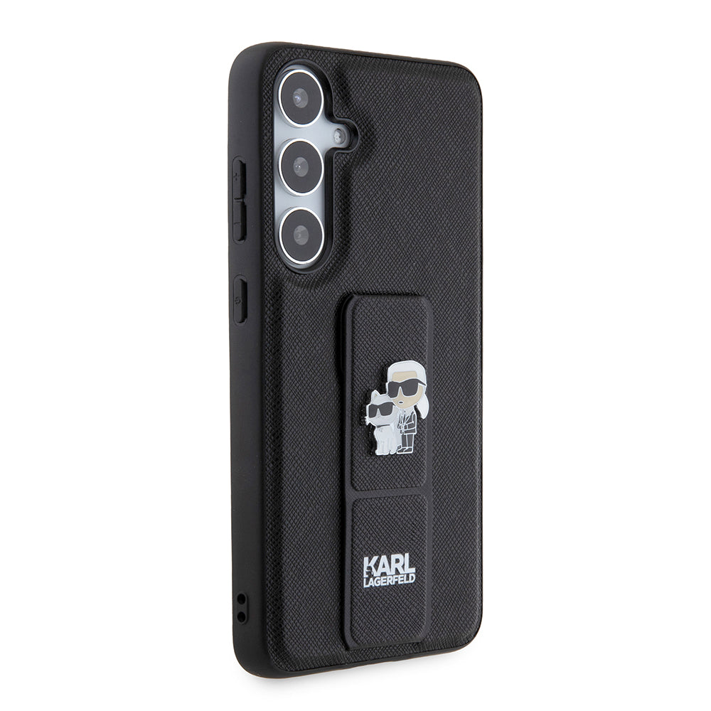 MagSafe-deksel for Samsung Galaxy S24+ S926, Karl Lagerfeld, Saffiano Gripstand Karl & Choupette, Svart
