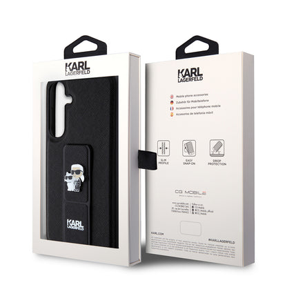 MagSafe-deksel for Samsung Galaxy S24+ S926, Karl Lagerfeld, Saffiano Gripstand Karl & Choupette, Svart