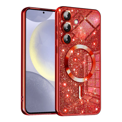 MagSafe-deksel for Samsung Galaxy S24+ S926, Techsuit, Luxury Glitter, Rød