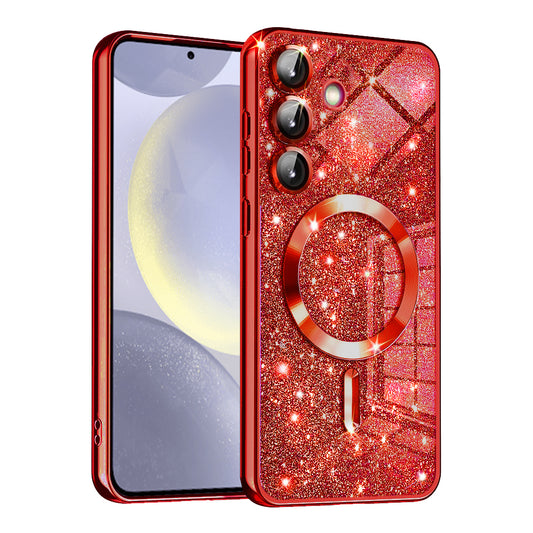 MagSafe-deksel for Samsung Galaxy S24+ S926, Techsuit, Luxury Glitter, Rød