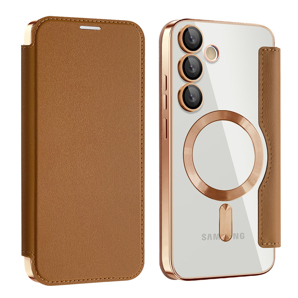 MagSafe-deksel for Samsung Galaxy S24+ S926, Techsuit, SmartMag Book, Brun