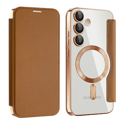 MagSafe-deksel for Samsung Galaxy S24+ S926, Techsuit, SmartMag Book, Brun