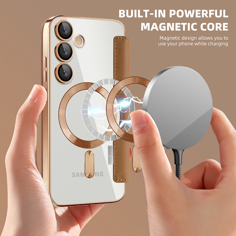 MagSafe-deksel for Samsung Galaxy S24+ S926, Techsuit, SmartMag Book, Brun