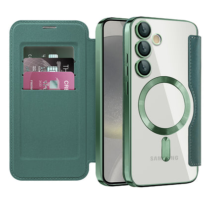 MagSafe-deksel for Samsung Galaxy S24+ S926, Techsuit, SmartMag Book, Grønn