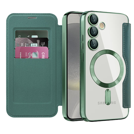 MagSafe-deksel for Samsung Galaxy S24+ S926, Techsuit, SmartMag Book, Grønn