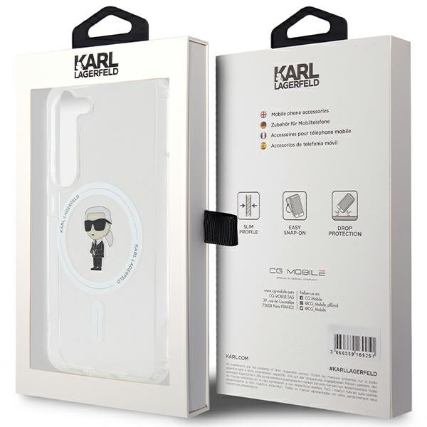 MagSafe-deksel for Samsung Galaxy S24 S921, Karl Lagerfeld, IML Ikonik Karl, Gjennomsiktig
