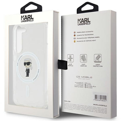 MagSafe-deksel for Samsung Galaxy S24 S921, Karl Lagerfeld, IML Ikonik Karl, Gjennomsiktig