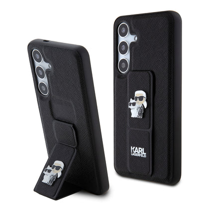 MagSafe-deksel for Samsung Galaxy S24 S921, Karl Lagerfeld, Saffiano Gripstand Karl & Choupette, Svart