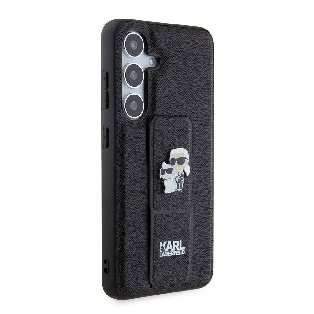 MagSafe-deksel for Samsung Galaxy S24 S921, Karl Lagerfeld, Saffiano Gripstand Karl & Choupette, Svart