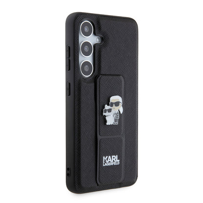MagSafe-deksel for Samsung Galaxy S24 S921, Karl Lagerfeld, Saffiano Gripstand Karl & Choupette, Svart