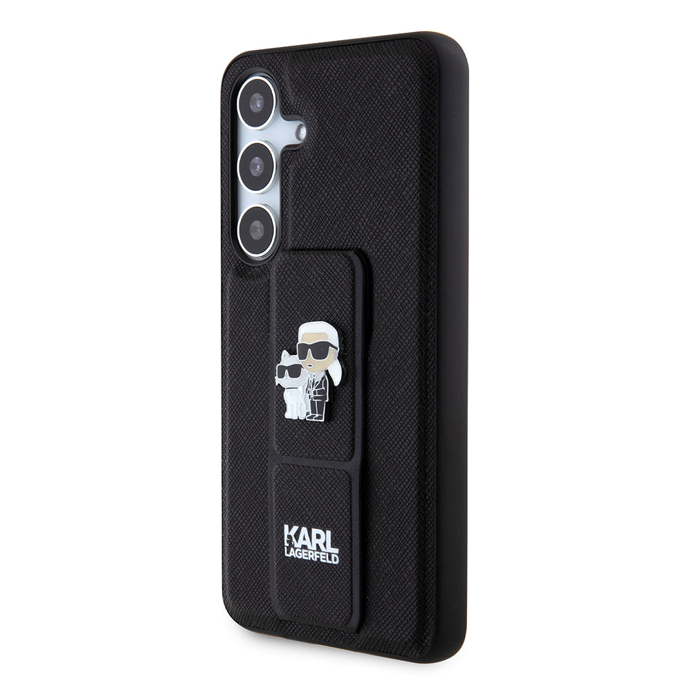 MagSafe-deksel for Samsung Galaxy S24 S921, Karl Lagerfeld, Saffiano Gripstand Karl & Choupette, Svart