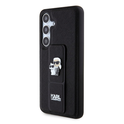 MagSafe-deksel for Samsung Galaxy S24 S921, Karl Lagerfeld, Saffiano Gripstand Karl & Choupette, Svart